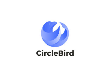 Bird Logo Circle shape Design vector template. Eagle Falcon Phoenix Hawk Wings Logotype concept icon