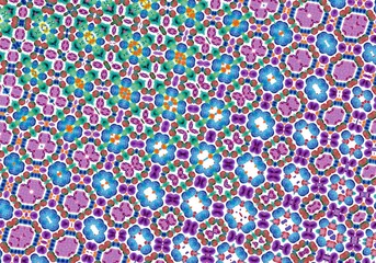 Bright abstract watercolor pattern. Portuguese tiles Azulejo. Spanish majolica. Seamless Mosaic background. Multicolored Flower mandalas.