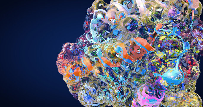 Colorful chain of amino acids or bio molecules called proteins - 3d illustration
