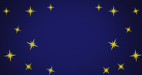 Image of christmas stars over dark blue background