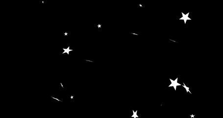 Image of christmas stars falling over black background