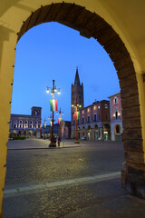 Fototapeta na wymiar Forli, Emilia-Romagna, Italy: the city at evening, Aurelio Saffi square