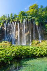 Amazing big waterfalls in Plitvice Lakes, Croatia