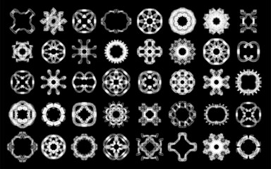 Chalk style frames, elements, ornaments and mandalas set on a chalkboard backdrop