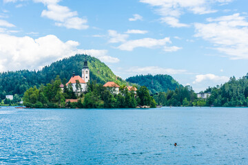 Church on the island of Lake Bled, Slovenia