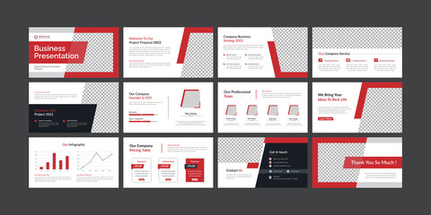 Creative and modern business powerpoint presentation slide template design set and magazine, page layout design for brochure, annual report and company profile, with info graphic elements graph design