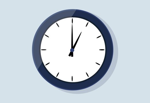 Wall clock. An arrow on a round dial.
Shows time: hours, minutes, seconds.
Flat isolated illustration.Vector image.