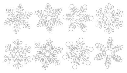 Set Snowflakes coloring vector illustration