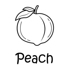 Badge peachs with the inscription. Vector image, eps