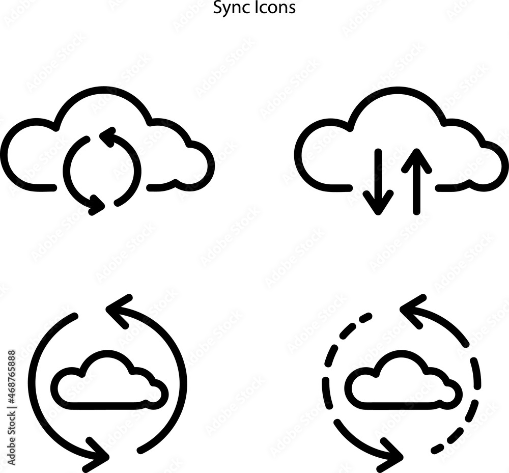 Poster sync icon isolated on white background from user interface collection. sync icon thin line outline l