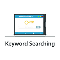 seo keyword searching in tablet design on whte background