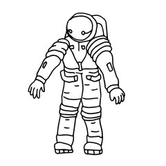 Astronaut in doodle style. Isolated vector.