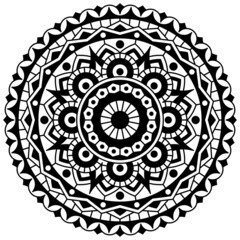 Black and white mandala with beautiful geometric patterns. Coloring book for adults. Vector drawing.