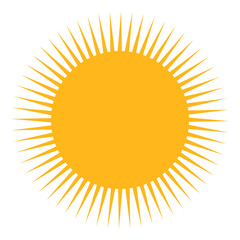 Sun icon. Warm weather symbol. Vector isolated on white.