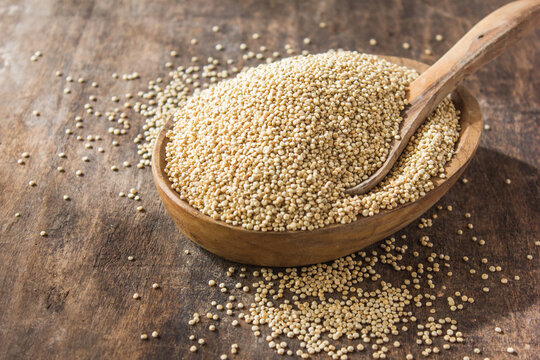 Quinoa. Gluten free Healthy food. Diet, dieting concept. Seeds of white quinoa Chenopodium quinoa