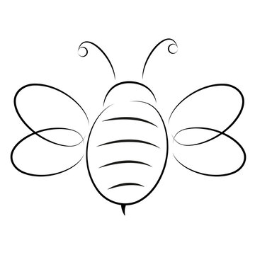 recommend clip art: Cute line drawn bee. Cartoon linear flying insect. Line art concept. Honeybee outline character. Animal sketch. Vector isolated on white