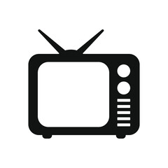 Retro TV icon in flat style, black and white retro TV icon, Vector illustration of Retro TV icon for you design.