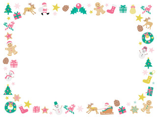 クリスマスのかわいいフレームイラスト