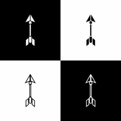 Set Hipster arrow icon isolated on black and white background. Vector Illustration