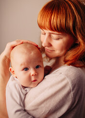 mother and baby together portrait 