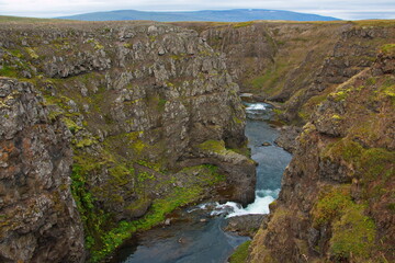 Canyon Kolugljufur of the river Vididalsa, Iceland, Europe

