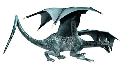 3D Rendering Fairy Tale Dragon on White