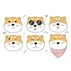 set of shiba inu face