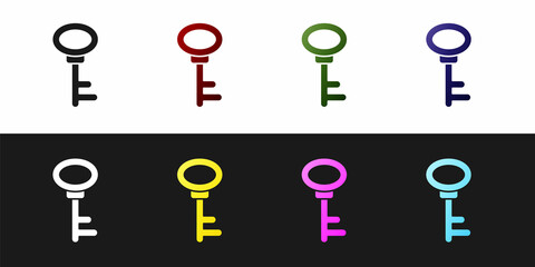 Set House key icon isolated on black and white background. Vector