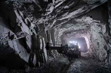 Gold mining underground mine modern vehicle mineral - obrazy, fototapety, plakaty