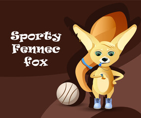 Vector illustration/ cartoon sporty fennec fox character