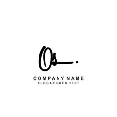 Initial letter OS Signature handwriting Logo Vector
