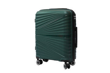 Green suitcase on white background. Green luggage isolated