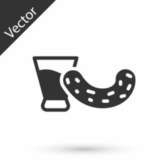 Grey Glass with vodka and cucumber icon isolated on white background. Vector