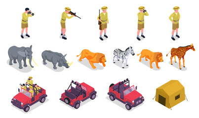 Safari Isometric Icon Set © Macrovector