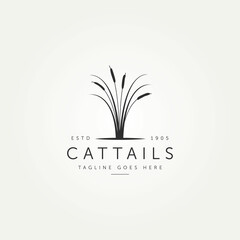 cattail silhouette logo template vector illustration design