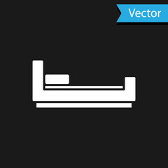 White Bed icon isolated on black background. Vector