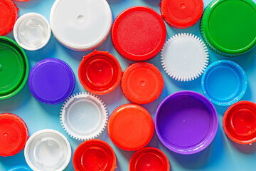 Various recycling lids. Conscious consumption