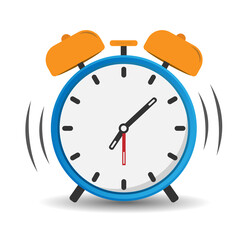 ringing classic alarm clock on white background, vector illustration