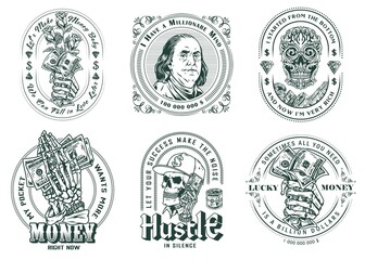 Money and wealth vintage logos - obrazy, fototapety, plakaty