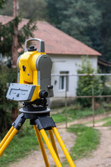 Theodolite in construction,Land surveying and construction equipment, Survey equipment.