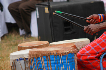 African man playing drums