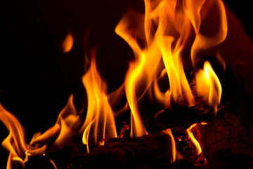 fire in fireplace