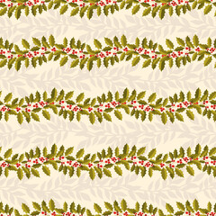 Seamless pattern Merry Christmas 2022.Branch leaves elegante xmas design.