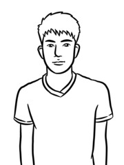 black and white of cute man cartoon for coloring