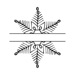 Christmas Cute Vector Hand drawn split vintage scandinavian snowflake. Xmas decorative design element in retro style, isolated winter illustration
