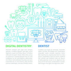 Fototapeta na wymiar Digital Dentistry Line Template. Vector Illustration of Outline Design.