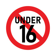 16 plus sign. Sixteen. For adults only. Age restrictions, censorship, parental control. Icon for content, movies, alcohol, night clubs and bars.