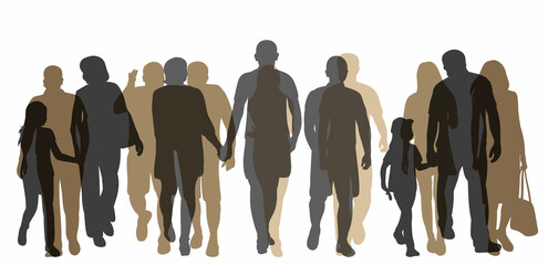  silhouette people walking vector, isolated