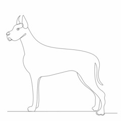 dog drawing one continuous line vector, isolated