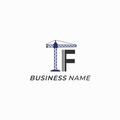 design logo combine letter F and crane construction